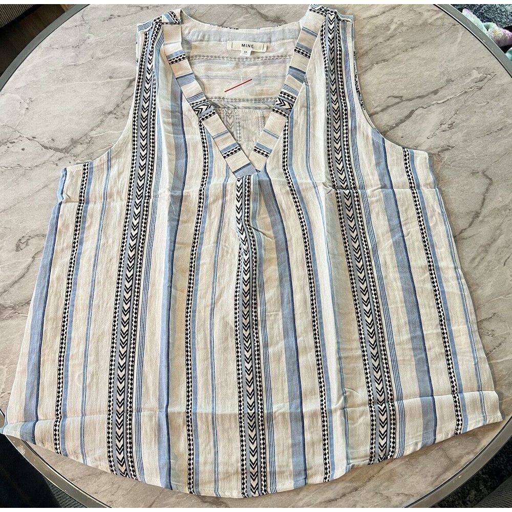 Mine Sleeveless Boho Stripped Blouse Boho Shirt Size Medium